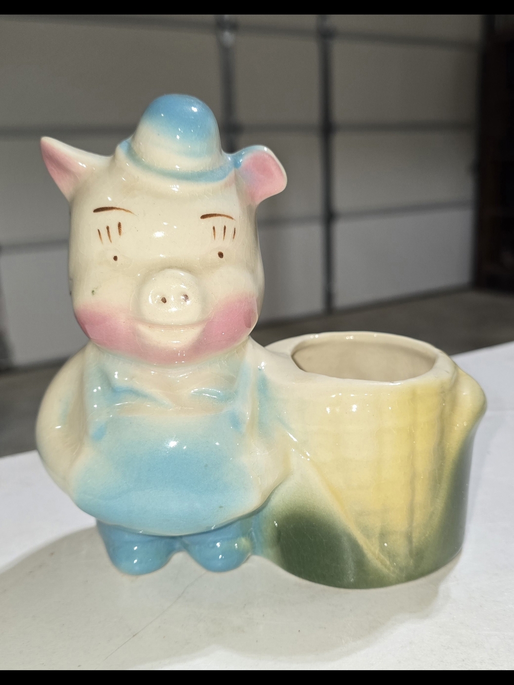 Shawnee Pottery Ceramic Pig Planter, 1950's Pastel Blue, Pink and Yellow,